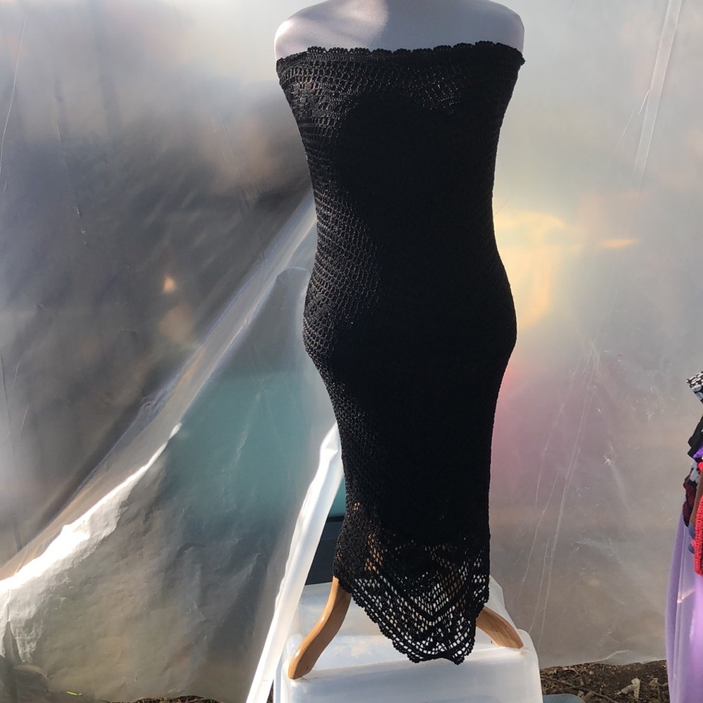 Watcher black crochet dress
